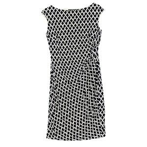 Lauren‎ Ralph Lauren Dress Womens 10 Blue White Print Faux Wrap Sheath Lined